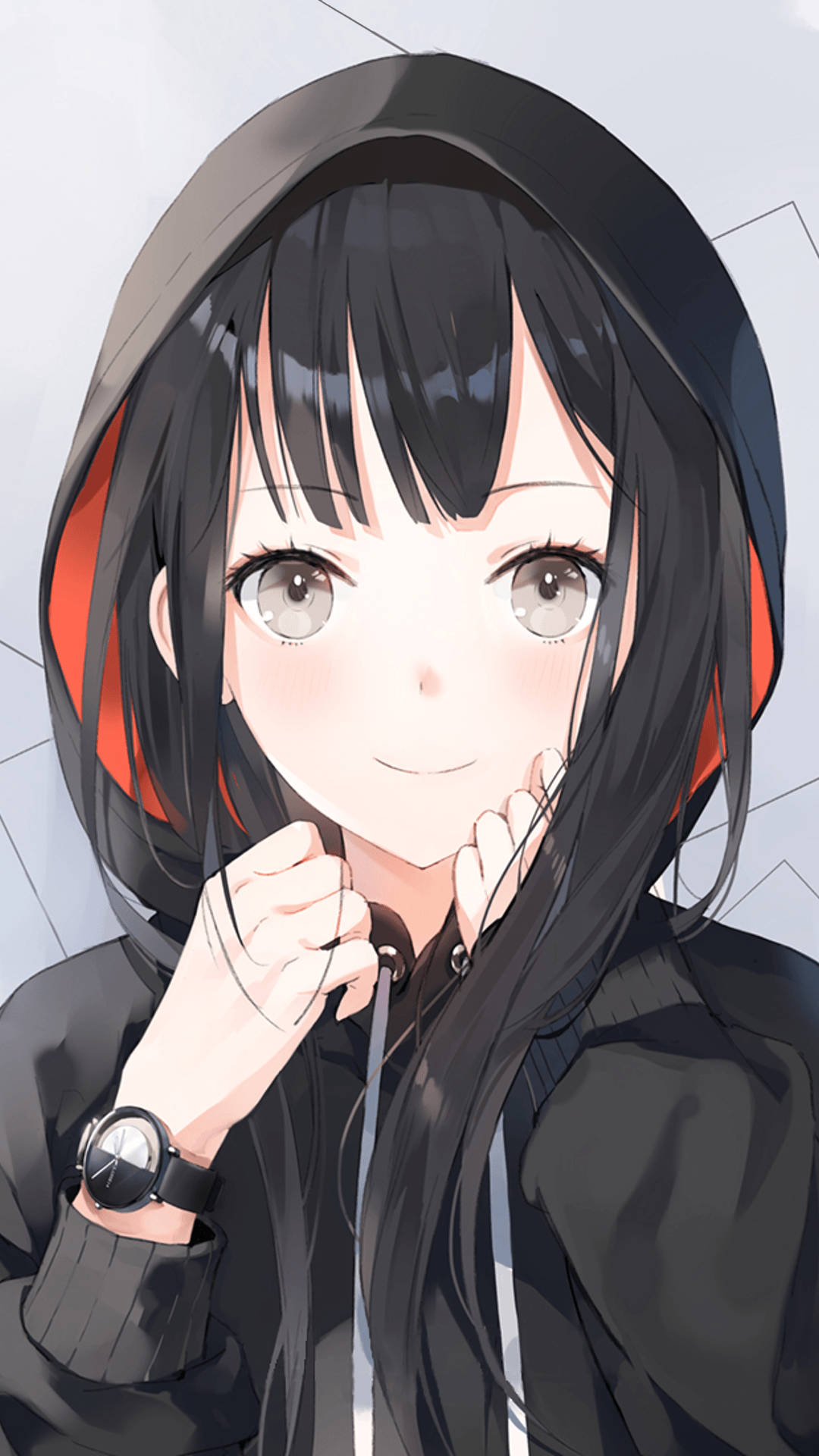黒髪アニメガールのパーカー 壁紙