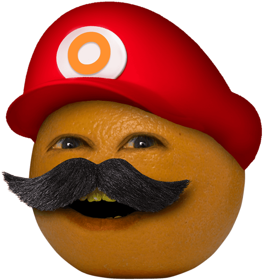 オレンジ色の口ひげキャラクターハット