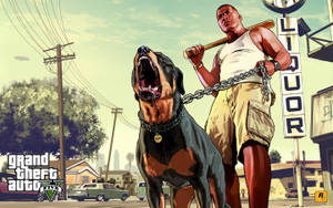 4K GTA5 フランクリンがチョップを抱える