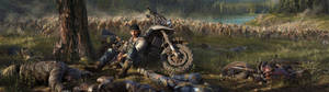 Days Gone ゾンビが野原で襲撃する壁紙 — 3840x1080 壁紙