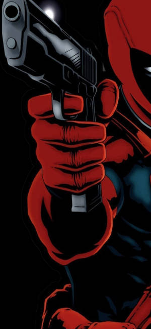Deadpool Holding Pistol Punch Hole — Galaxy S22 Ultra 壁紙