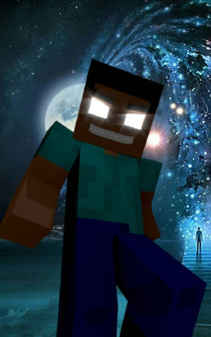 Herobrine 満月アート — ギャラクシー Tab Active 壁紙