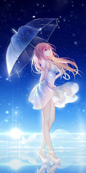 iPhone 12 アニメ 少女 透明傘