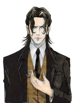 『PSYCHO-PASS サイコパス』の謎めくキャラクター、東峰咲也、真剣なポーズで。 — Kindle 壁紙