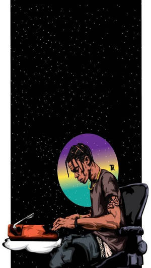 Travis Scott が宇宙にいる芸術的な Astroworld 壁紙。 — True Black 壁紙