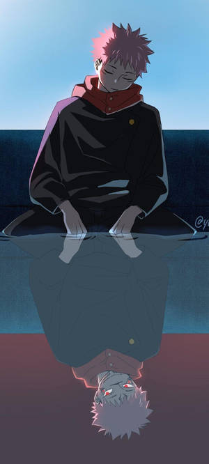 Yuji Itadori Reflection Jujutsu Kaisen iPhone — Honor Magic V6 壁紙