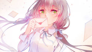 かわいいアニメPFP 緑の瞳の少女の壁紙 — かわいいアニメの女の子 壁紙