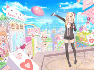 かわいいアニメの女の子とかわいいお店たち