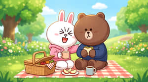 ウサギ,クマ,ピクニック,公園,アウトドア,自然,夏,友情,かわいい,カワイイ,イラスト,漫画,ライフスタイル,レジャー,食べ物,サンドイッチ,コーヒー,春,日当たり