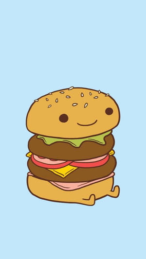かわいいチーズバーガーのデジタルイラスト — カワイイ 壁紙