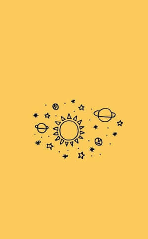 かわいいパステルイエローの太陽系 — パステルイエロー 壁紙