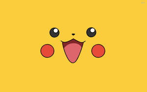 ポケモンアニメの壁紙に描かれた、黄色くて笑顔のかわいいピカチュウ。