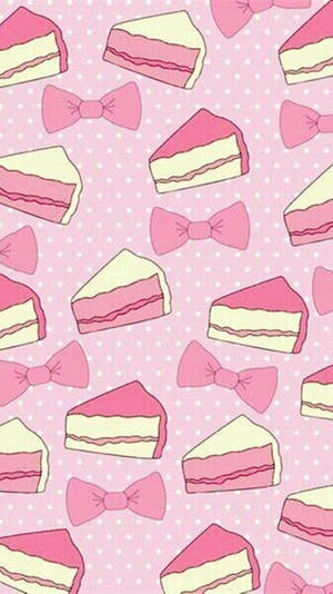 かわいいピンクのケーキとリボンのコラージュ — 可愛いピンク 壁紙
