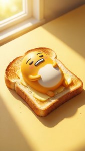 トーストの上でだらけるぐでたま。怠けたい日にぴったりな、共感を呼ぶかわいい壁紙。 — iPhone 5 壁紙