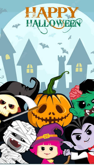 のぞき見するハロウィンキャラクターの壁紙