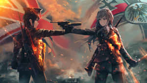 アニメ風ライブ・女性兵士の壁紙