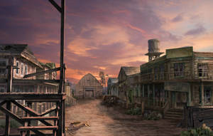 カントリー・ウエスタンの廃墟の町 — サンセット大通り 壁紙