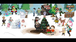 カートゥーンクリスマスコラージュの壁紙 — クリスマスコラージュ 壁紙