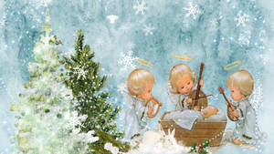 クリスマスの天使たちと幼子イエスの壁紙 — ディズニークリスマス 壁紙