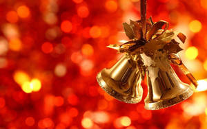 クリスマスデスクトップのゴールドベルの壁紙 — クリスマス 壁紙