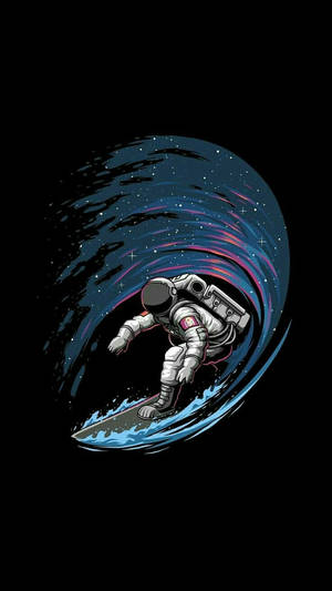 クールな宇宙飛行士のサーフィンの壁紙。