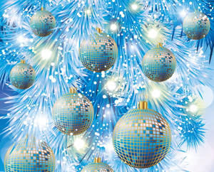 グロッシーブルーミラークリスマスボールの壁紙 — 5:4 壁紙
