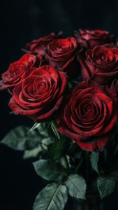 黒い背景に浮かぶ陰鬱な赤いバラ、ゴシック調の美学 — 花の美学 壁紙