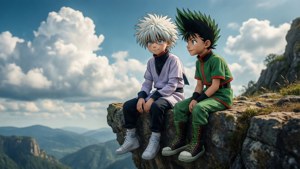 ハンターハンターのゴンとキルアの友情を描いた壁紙 — アニメカップル GIF 壁紙