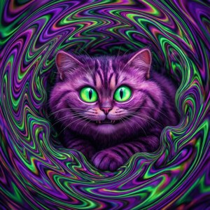 サイケデリックな色彩の渦に浮かぶチェシャ猫。 — チェシャ猫 壁紙