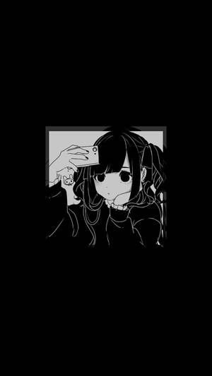 シンプルな悲しげなアニメ少女 白黒 — 白黒アニメ 壁紙