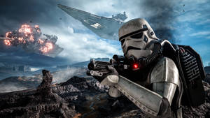 現代の都市型惑星で戦うストームトルーパーのスター・ウォーズ壁紙