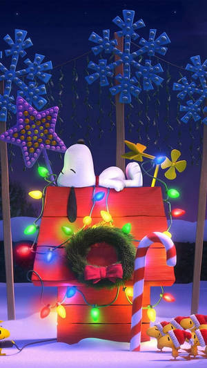 スヌーピー クリスマス 3Dデコレーション 壁紙