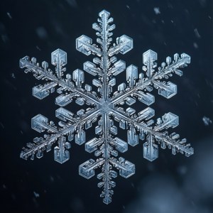 雪の結晶構造を詳細に捉えたマクロショット。