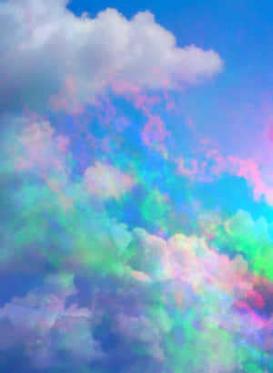トリッピーな雲の紫と緑の美学 — 美しい雲 壁紙