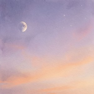 三日月と星々が浮かぶパステルカラーの夕暮れの空。 — 空の眺め 壁紙