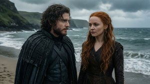 シーズン8でドラゴンストーンにてジョン・スノウとデーナリスがひとときを共有する場面。 — ゲーム・オブ・スローンズ シーズン8 壁紙