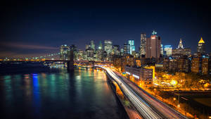 ニューヨークの明るい夜景の壁紙