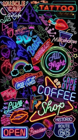 ネオンサインコレクション ブラックネオンアート — ネオングリーン エスセティック 壁紙