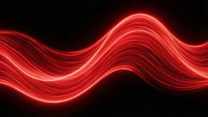 黒を基調としたミニマルなネオンレッドの抽象的な波、現代的で鮮やかな壁紙。 — 有機EL 壁紙
