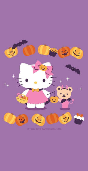 ハローキティ ハロウィン パープル グラフィックの壁紙 — ハローキティ ハロウィン 壁紙