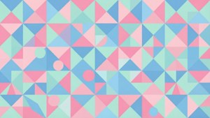 柔らかな色合いの三角形と円で構成された、モダンなパステル幾何学模様。 — パステル 壁紙