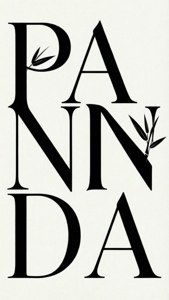 「PANDA」の文字と竹の葉をあしらったミニマルなタイポグラフィの壁紙。 — iPhone Se 壁紙