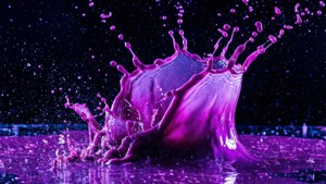 ネオンパープルの液体がダイナミックに飛び散る様子。 — ネオンパープル 壁紙