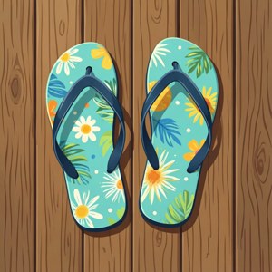 夏のリラックスにぴったりなカジュアルなベクター調ビーチサンダルの壁紙。