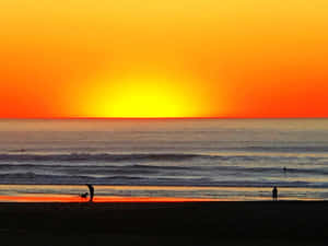 ビーチの夕日の写真 — ビーチ サンセット 壁紙