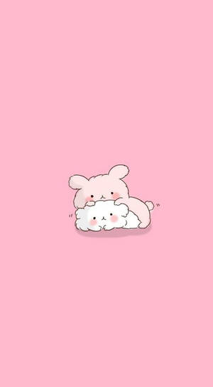ピンクのかわいいウサギと猫