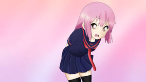 ピンクのアニメ風スクールガールの壁紙 — かわいいアニメの女の子 壁紙