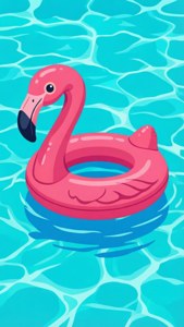 夏の雰囲気を盛り上げる、楽しいベクター調のプールフロート壁紙。