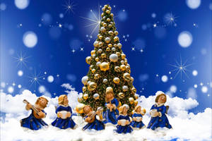 ブルーエステティックなクリスマスエンジェルの壁紙