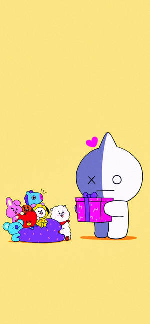 プレゼントを贈るヴァンBT21の壁紙 — iPhone Xs Max 壁紙